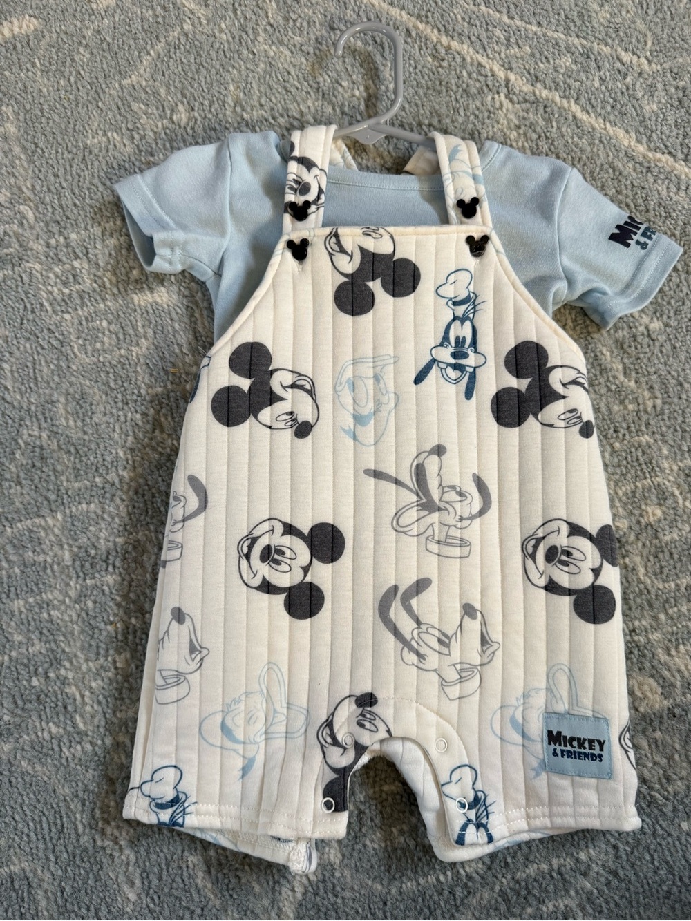 Disney Baby Quilted Mickey & Friends Overalls with Shirt